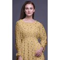 thumbnail image 5 of Bimba Ocean Ladies Bishop Sleeve Round Neck Ruffle Maxi Smocked WaistDress-X-Large, 5 of 5