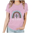 thumbnail image 1 of EGNMCR Chemise de Pâques pour Femmes Imprimé de Pâques Manches Courtes Col Rond T-Shirt, 1 of 3