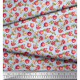 thumbnail image 3 of Soimoi Blue polyester Crepe Fabric Floral & Pomegranate Fruits Print Sewing Fabric BTY 42 Inch Wide, 3 of 6