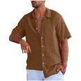 thumbnail image 2 of Summer Cuban Shirts for Men Casual Lightweight Button Down Short Sleeve Cardigan Work Blouse, 2 of 6