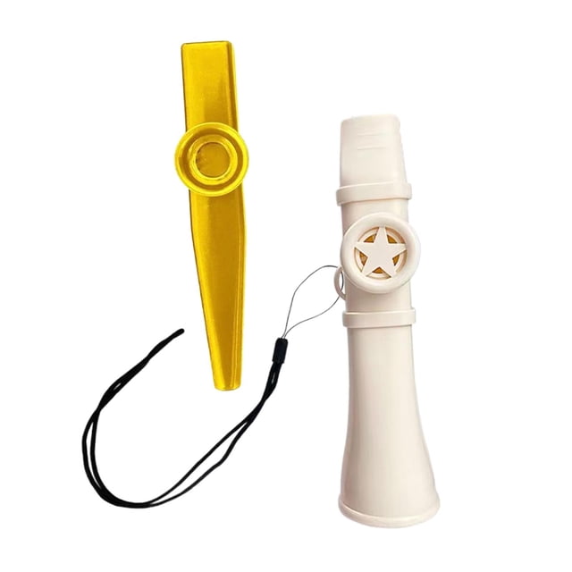 Milaget Flûte Kazoo Cadeaux de Fête Facile à Apprendre Bouche Kazoo pour Enfants Spectacle Blanc et Or