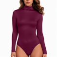 thumbnail image 3 of BYHONG Women's High Neck Solid Color Slim Fit And Body Shaping Underwear Wine L, 3 of 6