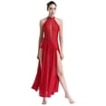 thumbnail image 3 of YiZYiF Robe Longue de Danse Lyrique pour Femme, Dos Croisé Fendu, Danse de Salon Moderne, Performance, Rouge, TG, 3 of 7