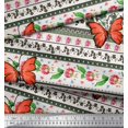 thumbnail image 3 of Soimoi Tissu Vert en Rayonne Imprimé Floral & Insecte Patchwork Tissu au Mètre 56 Pouces de Large, 3 of 3