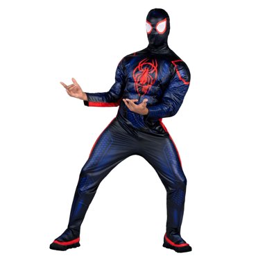 MARVEL'S MILES MORALES QUALUX COSTUME (ADULTE) - Combinaison en jersey de polyester farcie de polyfil et masque en tissu
