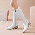 thumbnail image 1 of EGNMCR Bottes à Talons Hauts pour Femmes Jusqu'au Genou et Chaussures d'Hiver Style Ethnique à Perles à Franges à Talon Bas Bout Rond pour Femmes, 1 of 8