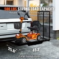 thumbnail image 2 of KFFKFF Cargo Carrier for Hitch Mount, 45.3"x25.6" Iron Rack with Foldable Ramp, Basket Hitch Rack with Secure Straps and Stabilizer, 500LBS Capacity Scooter Carrier Compatible with 2" Hitch Receiver, 2 of 9
