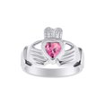 thumbnail image 1 of RYLOS Rings Sterling Silver Claddah Love, Loyalty & Friendship Heart 6MM Gem Irish Wedding Band Claddagh Rings October Pink Ice Jewelry Size 6, 1 of 7