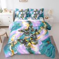thumbnail image 1 of Gold Marble Bed in a Bag King Size Comforter Set 7 Pieces Turquoise Butterfly Sheet Set,Purple Marbling Bedding Sets,Abstract Ombre Ink Fluid Art Bed Set Rustic Animal Dreamy Butterflies Room Decor, 1 of 5