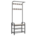 thumbnail image 1 of VASAGLE Coat Rack, Hall Tree with Shoe Bench for Entryway, Entryway Bench with Coat Rack, 4-in-1, with 9 Removable Hooks, a Hanging Rod, 13.3 x 30.3 x 72.1 Inches, Greige and Black UHSR40MB, 1 of 2