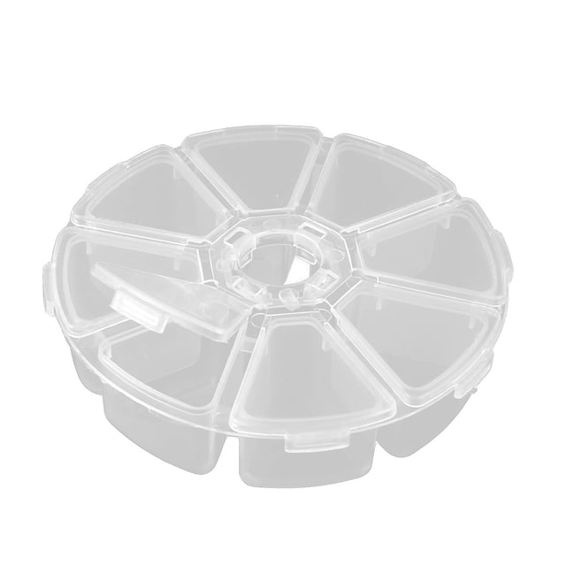 Unique Bargains Étui de Rangement Ménager en Plastique Rond à 8 Compartiments pour Perles, Transparent