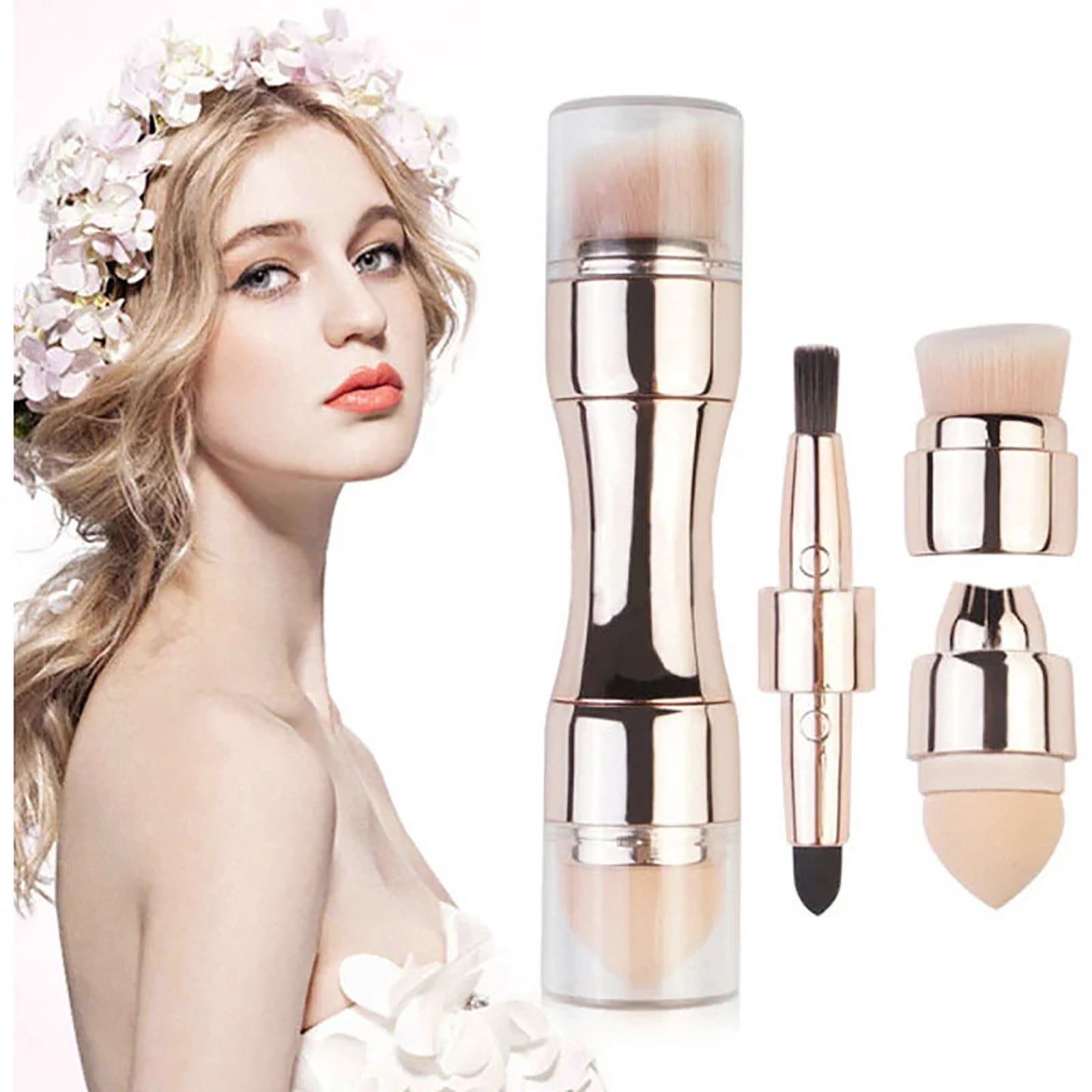Multi Function Makeup Brush Cosmetic Set - 4 in 1 Travel Make Up Brush