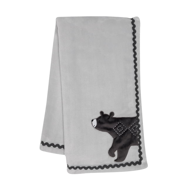 Lambs & Ivy Couverture pour Bébé en Molleton Gris Forêt Boisée Ours pour Chambre de Bébé