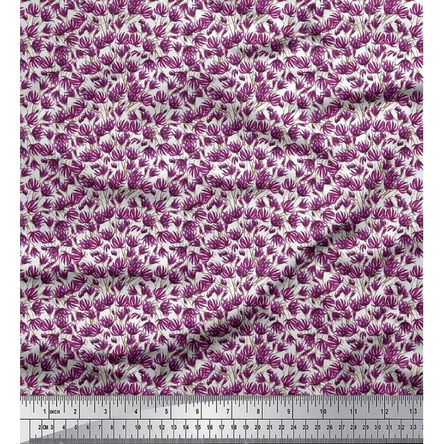 Soimoi Silk Fabric Flower Artistic Decor Fabric Printed Yard 42 Inch Wide