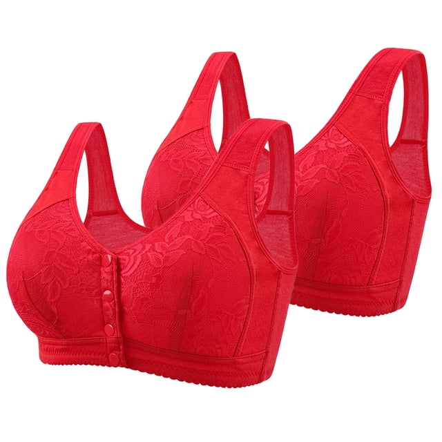 biudgviw Front Closure Bras for Women 2 Pc Wireless Push up Full Coverage Plus Size Bras Supportive Everyday Bralettes
