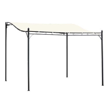 Outsunny Auvent de Pergola/gazebo en Acier 10 Pieds X 10 Pieds pour Patio Extérieur, Abri Solaire Portable, Couverture de Porte/véranda, Blanc Crème