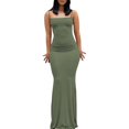 thumbnail image 1 of QJUHUNG Femmes Couleur Unie Robe Longue Sexy Bodycon Extensible Maxi Dame Printemps Automne Été Spaghetti Robe de Sangle, 1 of 8