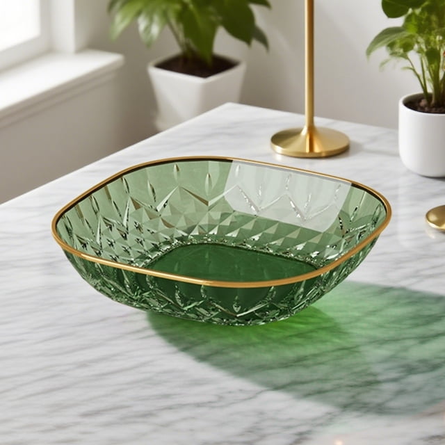 Luxury Gold-Rimmed Square Plastic Dinner Plates for Snacks, Fruit, and Candy - Food Safe, Stackable, Dishwasher Safe