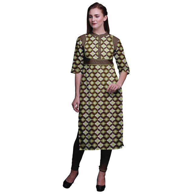 Bimba Robe Tunique Droite en Viscose Imprimée Style Santoon pour Femmes Vêtements Indiens