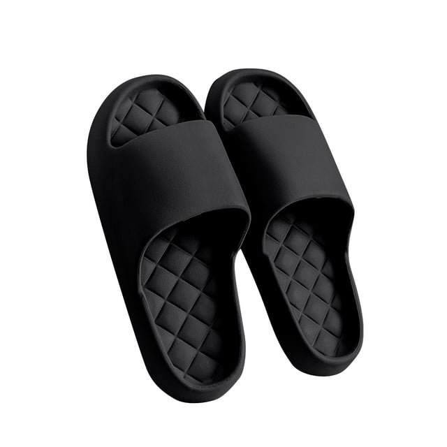 Mens and Womens Home Slippers Simplicity Solid Color Quick Drying Soft Sole Comfortable Non-Slip Indoor and Outdoor EVA Slippers Black-05