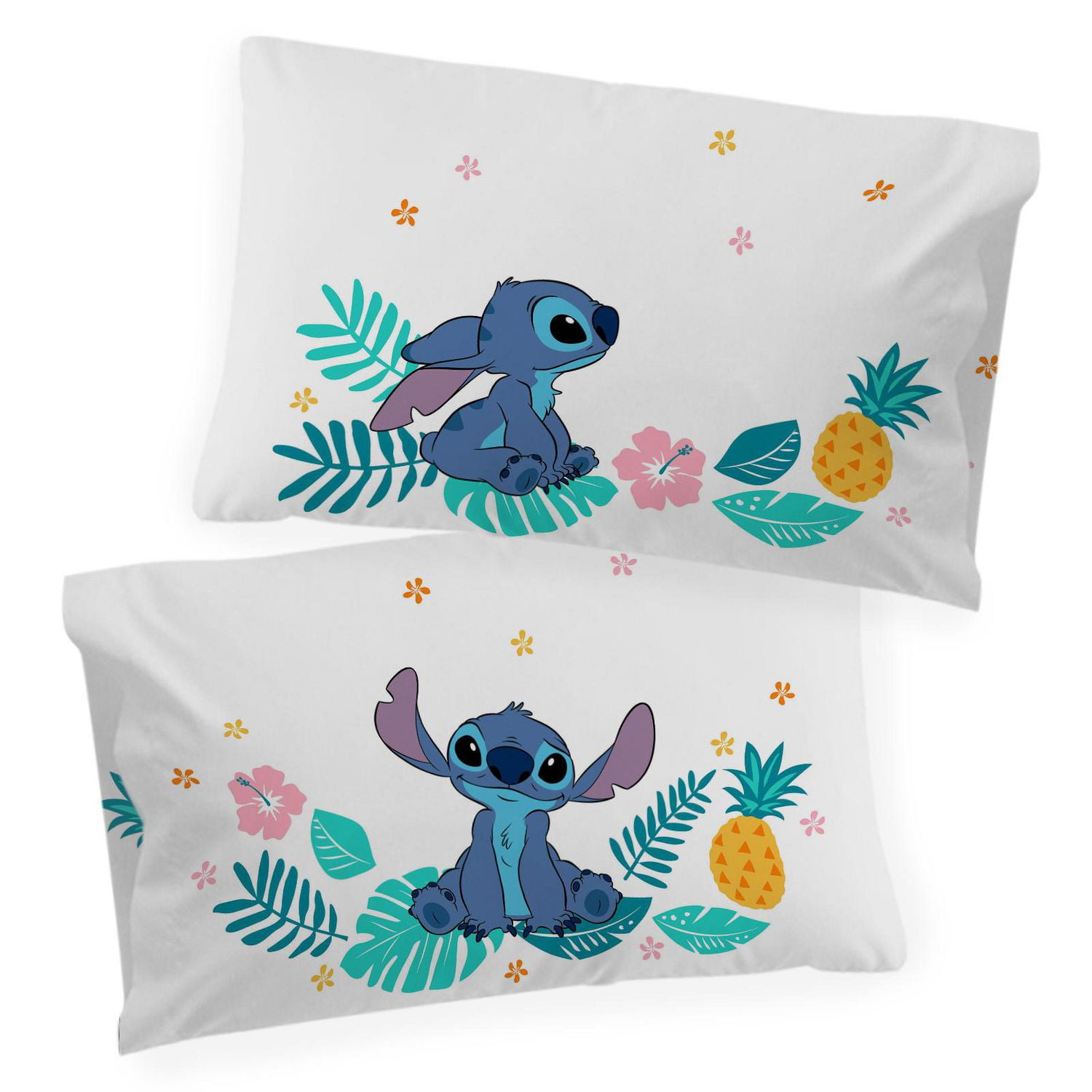 Disney Lilo and Stitch Denim Hawaïen Ensemble de Draps 4-Pièces pour Lit 2 Places, Pour Enfants, 100% Polyester