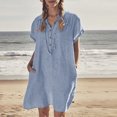 thumbnail image 2 of Babysbule Robe pour Femme Liquidation Mode Robe d'Été Décontractée en Coton Ample à Manches Courtes Unie Robe Chemise, 2 of 8
