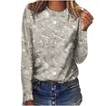 thumbnail image 1 of Pompotops Femmes Dames Col Rond Hauts Amples Décontractés T-Shirts Imprimés Blouse à Manches Longues en Solde, 1 of 5