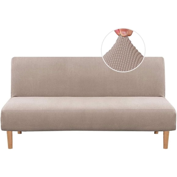 Housse de Futon Sans Accoudoirs Extensible, Protège-Canapé-Lit, Élastique, Riche en Fonctionnalités, Texture, Élasthanne Élevé, Petits Carreaux, Tissu Jacquard, Housse de Futon, Lavable à la Machine