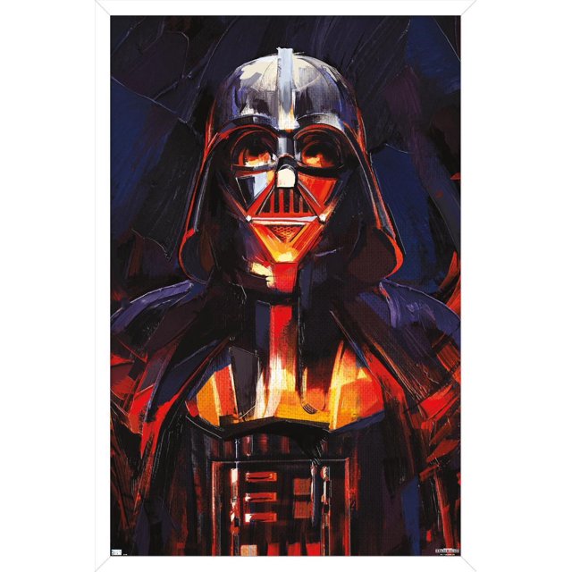 Star Wars : Obi-Wan Kenobi - Affiche Murale de Peinture Darth Vader, 22,375 Po x 34 Po Présentant une Peinture Moderne Abstraite de Darth Vader en Tons Noir, Rouge et orange avec un Cadre Blanc, Parfaite pour Ajouter une Touche Audacieuse d'Art Mural aux Chambres, Bureaux Ou Dortoirs.