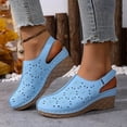 thumbnail image 2 of WLOELOEW Sky Blue Platform Sandals For Women Hollow Out Design Adjustable Strap Pu Material Foot Length 9.06 Inches Us Size 5.5, 2 of 6