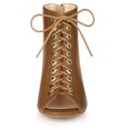 thumbnail image 3 of Unique Bargains Bottines à Talon Épais à Bout Ouvert à Lacets devant pour Femme Brun (Taille 7), 3 of 7