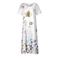 thumbnail image 5 of CHOK Robe en Lin Décontractée à Manches Courtes et Col Rond pour Femmes, Couleur Unie, Coton et Lin, Robe d'Été 2024 avec Poches, Gris, TG, 5 of 5