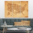 thumbnail image 1 of Design Art - Vintage United States Chalk Yellow Map, 1 of 1