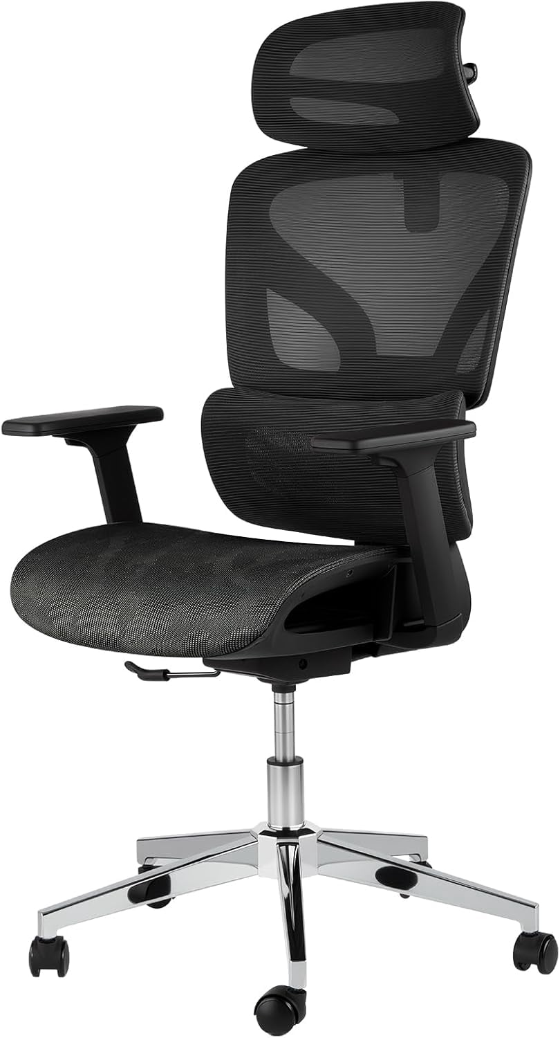 Ergonomic Mesh Office Chair Adjustable Lumbar and Seat Depth 350 lbs Home Office and Gaming Black