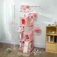 thumbnail image 3 of PawHut 70" Cat Tree, Multi-Level Cat Tower with 2 Condos, Pink, 3 of 10