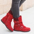 thumbnail image 2 of jsaierl Women Suede Round Toe Zipper Flat Pure Color Buckle Strap Keep Warm Snow Boots, 2 of 7