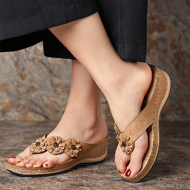 Stretch Orthotic Slide Sandals Cross Sandals Woven Beach Wedge Slippers Shoes