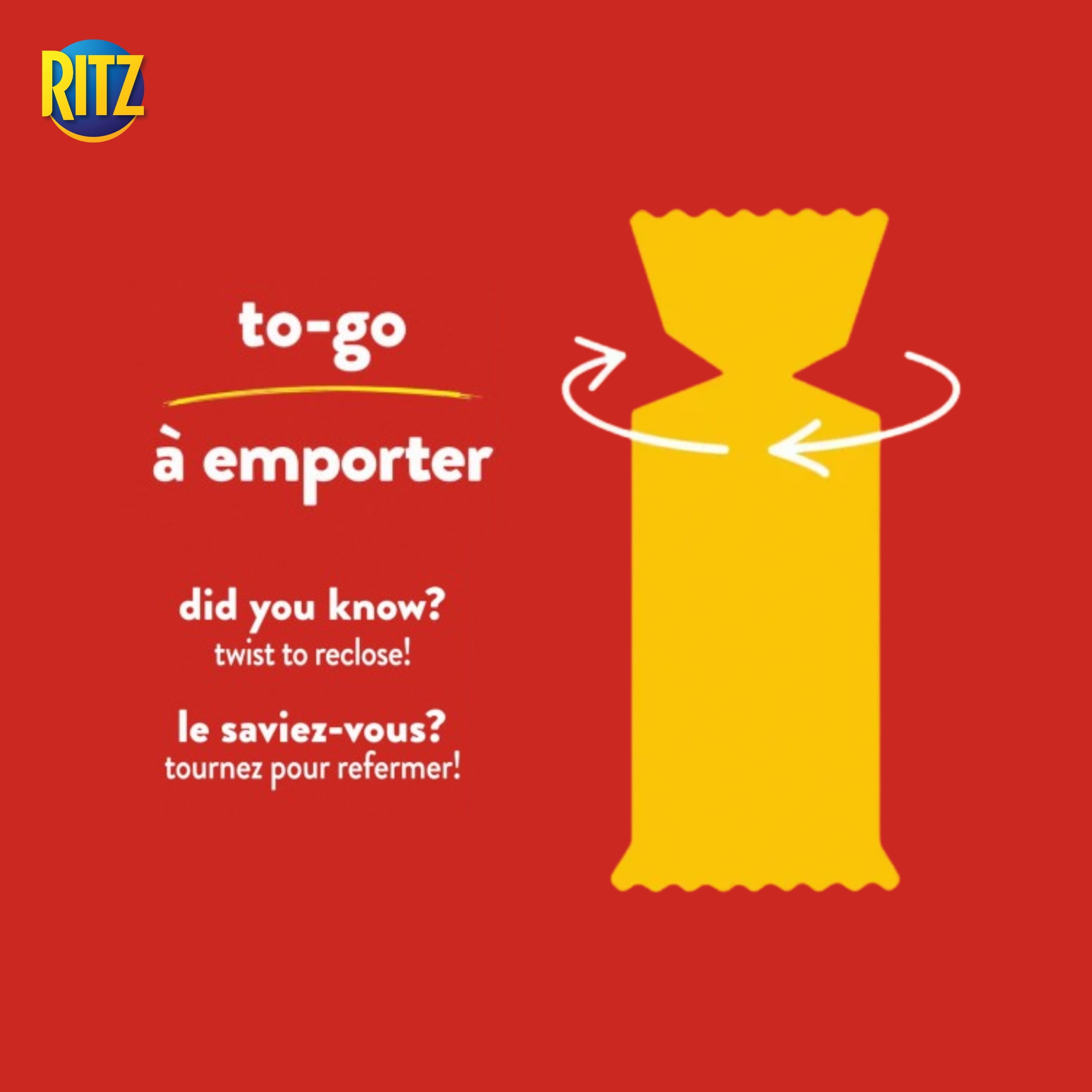 RITZ à Emporter Craquelins Faits de Blé Entier, Lot de 8 Piles de Craquelins Emballées Individuellement, Format Portatif, Collation Pratique à Emporter, Collation pour la Boîte à Lunch & Collation de Voyage 328g
