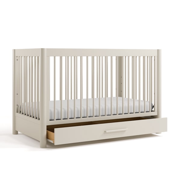 Lit d'enfant convertible 5 en 1 Storkcraft Malta avec tiroir et barrière de sécurité pour tout-petit, Avoine givrée