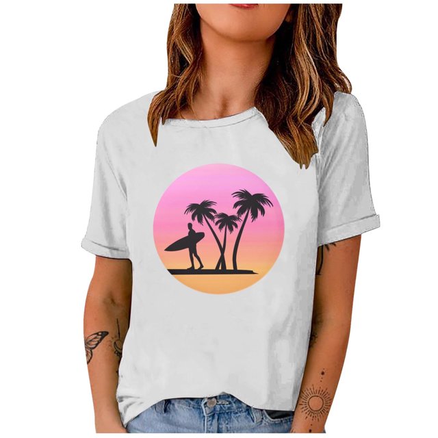 Birdeem Fashion Woman Print Round-Neck Short Sleeve T-Shirt Printing Loose Blouse Tops