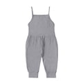 thumbnail image 4 of Girls Childrens Summer Solid Color Romper Sling Sleeveless Backless Short Jumpsuit, 4 of 9