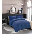 thumbnail image 4 of Mocassi 3-Piece Duvet Cover Set, 1800 Thread Count, Button Closure, Solid Color - Cooling, Breathable Material- Wrinkle, Fade, Stain Resistant, Full/Queen, Navy Blue, 4 of 5