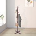 thumbnail image 1 of CHOK Wooden Coat Rack Free Standing Tree Clothes Hanger Hallway Entryway Coat Rack with 8 Hooks for Suits  Hats  Scarves  Handbags  Umbrella, 1 of 9
