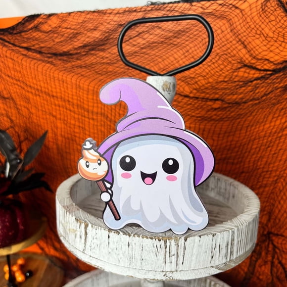 YIMWNYI Halloween Cute Little Ghost Tray Ornament, Festival Decoration, Desktop Decor for Offices and Homes, Multifunctional Storage Box, PVC Foam Board Ghost Pumpkin Design