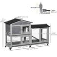 thumbnail image 3 of PawHut 62" Wooden Rabbit Hutch with Wheels, Run Box, Tray, Ramp, Light Grey, 3 of 10