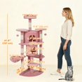 thumbnail image 2 of Pink Plush Multi-Level Cat Tree - 61.8" Cozy Tower with 2 Condos, Hammock & Sisal Scratching Posts for Indoor Cats - Stable Play Furniture, 2 of 7