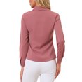 thumbnail image 3 of INSPIRE CHIC Chemise de Travail à Manches Longues à Boutons pour Femmes TP Rose Foncé, 3 of 5