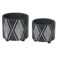 thumbnail image 1 of IH Casa Decor Ceramic Round Planters Black Diamond Set Of 2, 1 of 3