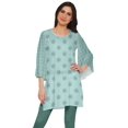 thumbnail image 1 of Moomaya Kurtis Courtes en Poly-Crêpe pour Femmes, Robe à Manches Kimono Imprimée, Haut Indien, 1 of 5