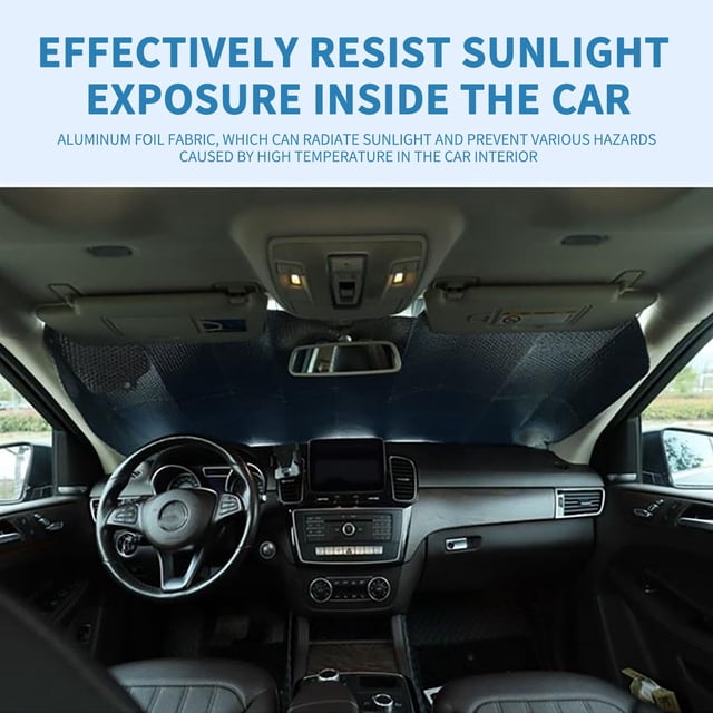 LSLJS Pare-Soleil pour Vitres de Voiture Pare-Soleil Automobile en Papier D\'aluminium à Bulles à Tirage Manuel Sunshade, Sun Protection, Isolation Thermique, Pare-Soleil Pliant pour Pare-Brise avant Fournitures